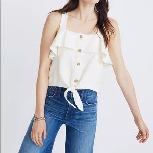 Madewell Texture & Thread Ruffle Tie-Front Tank